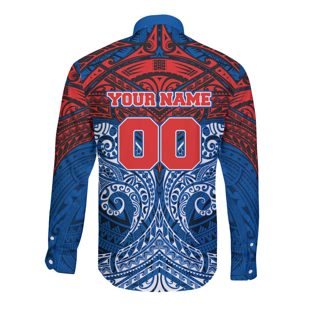 Personalized Newcastle Knights Long Sleeve Button Shirt Polynesian Tribal Pattern Style