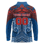 Personalized Newcastle Knights Long Sleeve Polo Shirt Polynesian Tribal Pattern Style