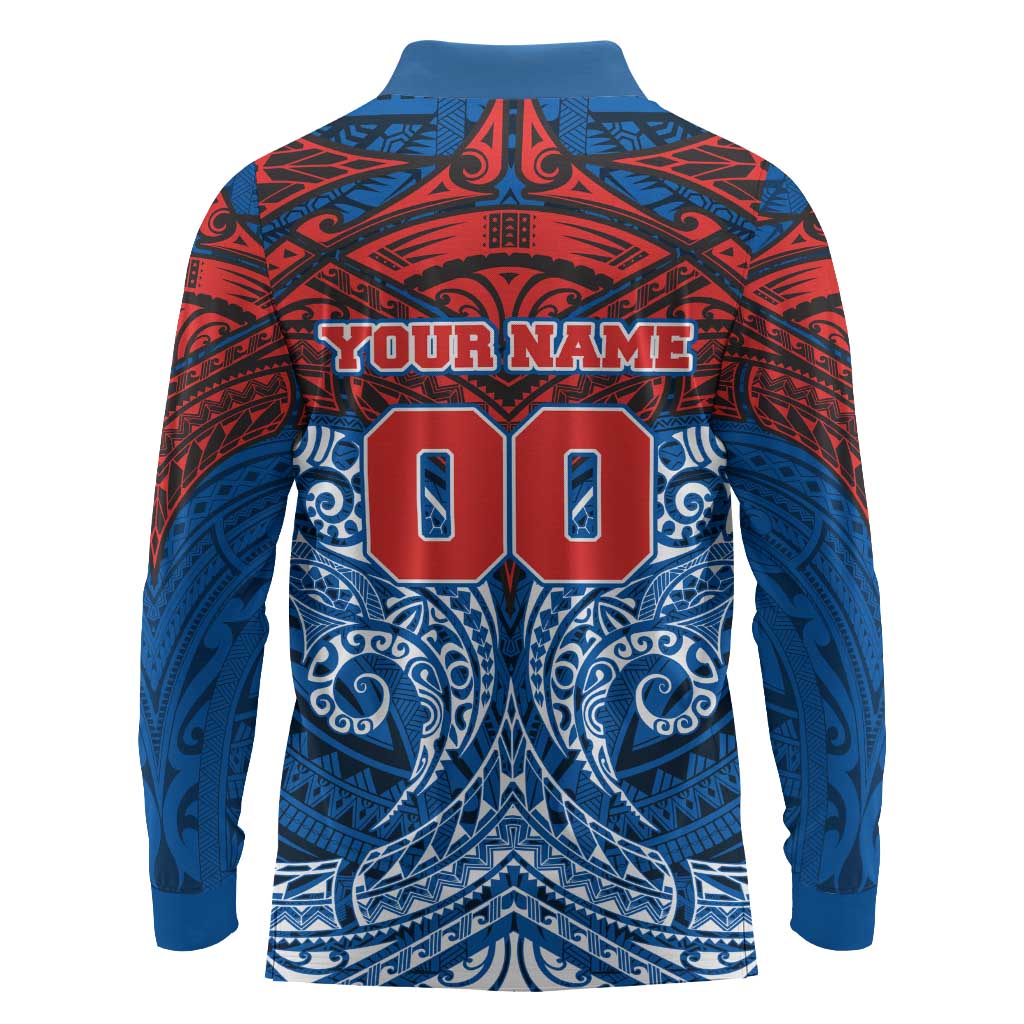 Personalized Newcastle Knights Long Sleeve Polo Shirt Polynesian Tribal Pattern Style