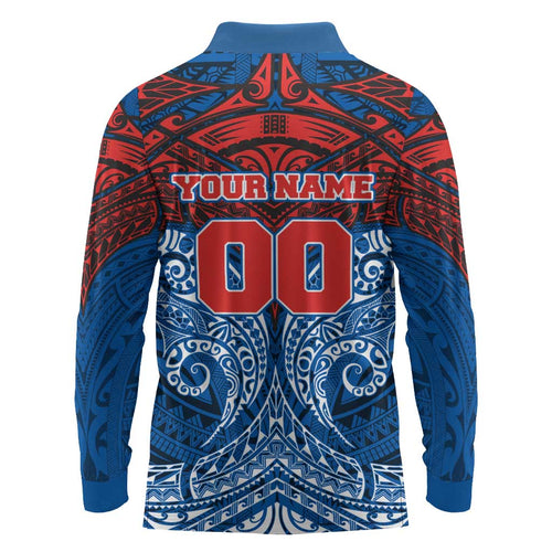Personalized Newcastle Knights Long Sleeve Polo Shirt Polynesian Tribal Pattern Style