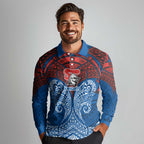 Personalized Newcastle Knights Long Sleeve Polo Shirt Polynesian Tribal Pattern Style