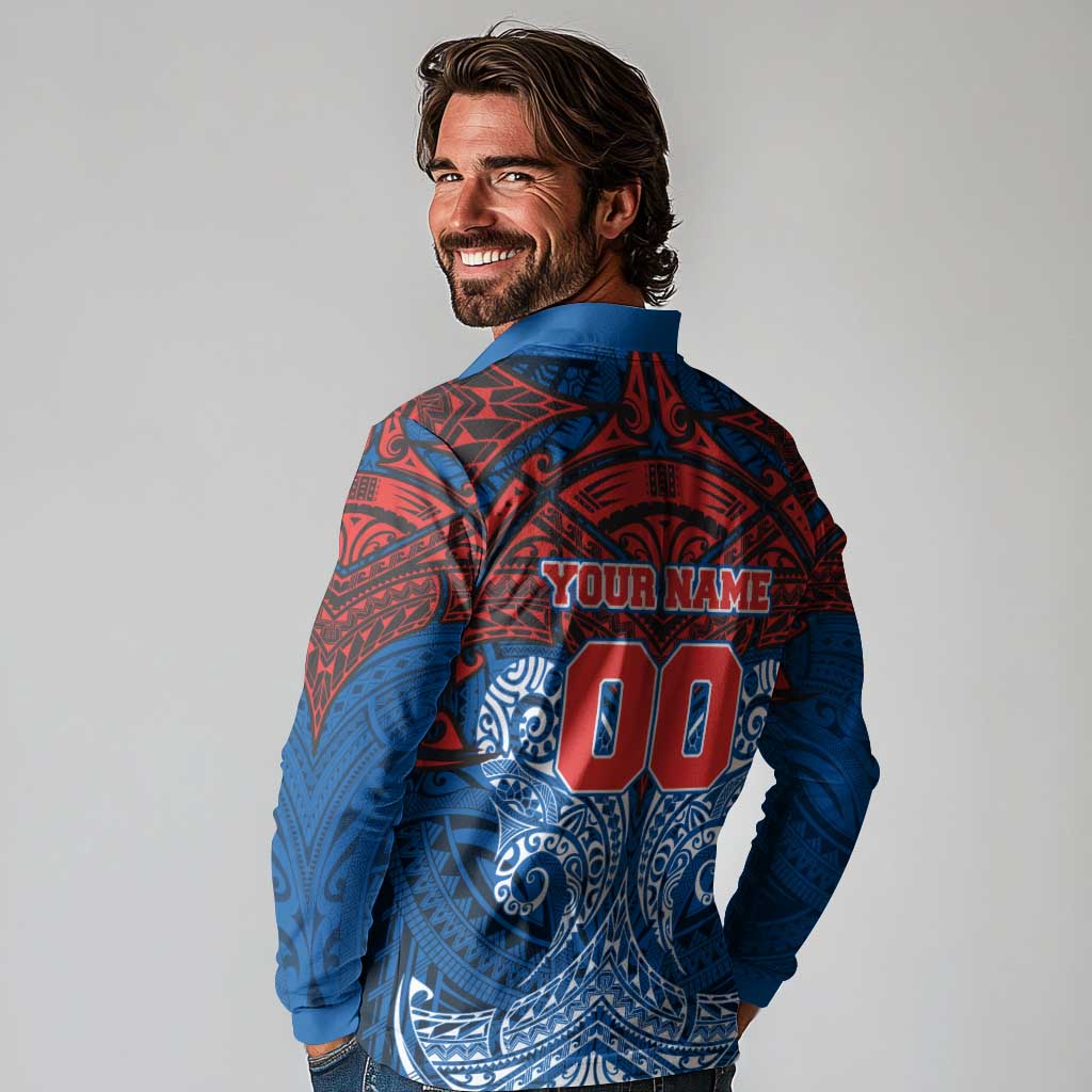 Personalized Newcastle Knights Long Sleeve Polo Shirt Polynesian Tribal Pattern Style