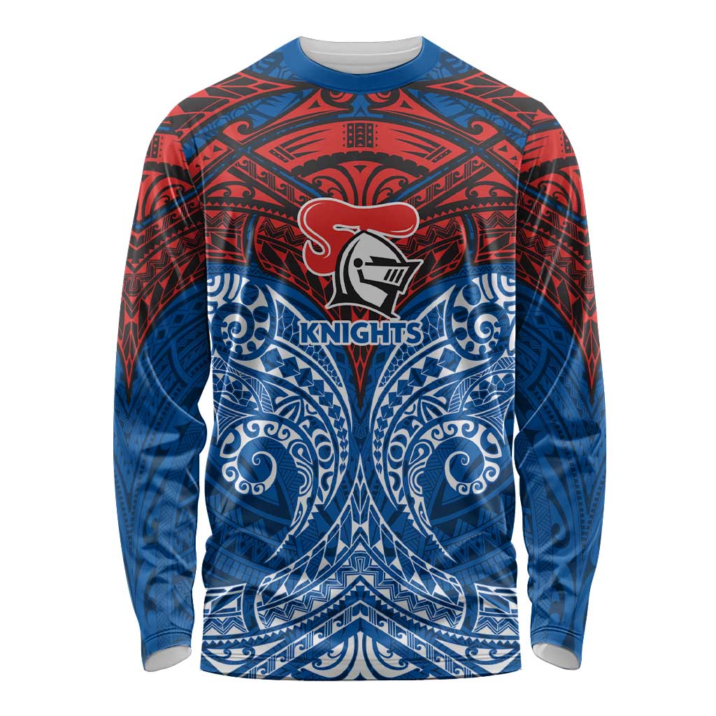 Personalized Newcastle Knights Long Sleeve Shirt Polynesian Tribal Pattern Style
