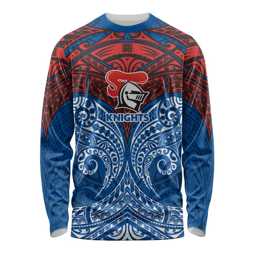 Personalized Newcastle Knights Long Sleeve Shirt Polynesian Tribal Pattern Style