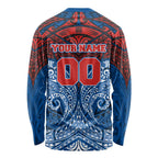 Personalized Newcastle Knights Long Sleeve Shirt Polynesian Tribal Pattern Style
