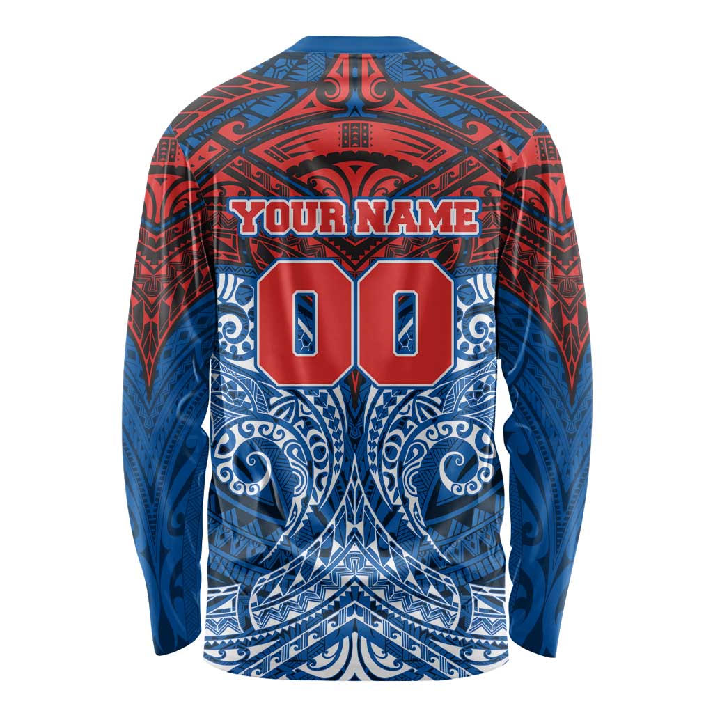 Personalized Newcastle Knights Long Sleeve Shirt Polynesian Tribal Pattern Style
