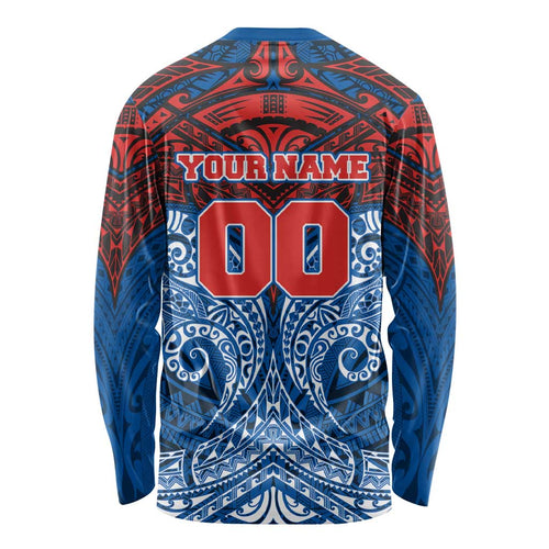 Personalized Newcastle Knights Long Sleeve Shirt Polynesian Tribal Pattern Style