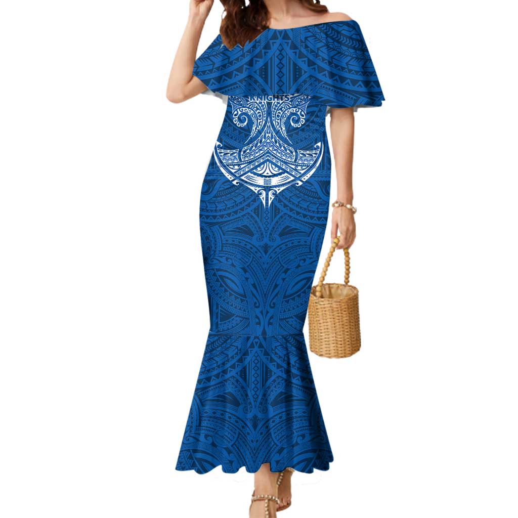 Personalized Newcastle Knights Mermaid Dress Polynesian Tribal Pattern Style