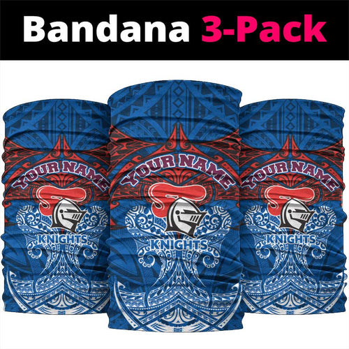 Personalized Newcastle Knights Neck Gaiter Polynesian Tribal Pattern Style
