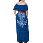 Personalized Newcastle Knights Off Shoulder Maxi Dress Polynesian Tribal Pattern Style