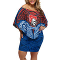 Personalized Newcastle Knights Off Shoulder Short Dress Polynesian Tribal Pattern Style