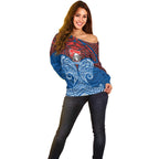 Personalized Newcastle Knights Off Shoulder Sweater Polynesian Tribal Pattern Style