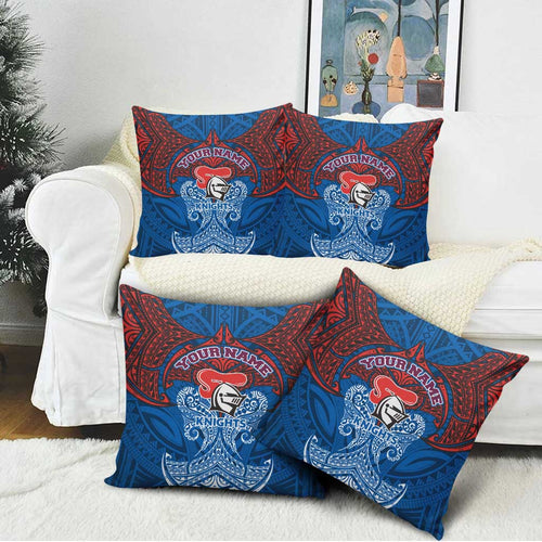 Personalized Newcastle Knights Pillow Cover Polynesian Tribal Pattern Style