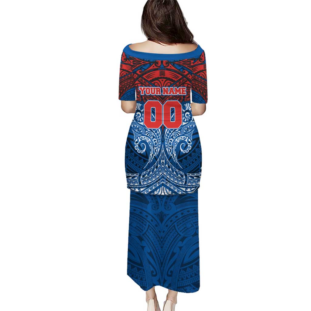 Personalized Newcastle Knights Puletasi Polynesian Tribal Pattern Style