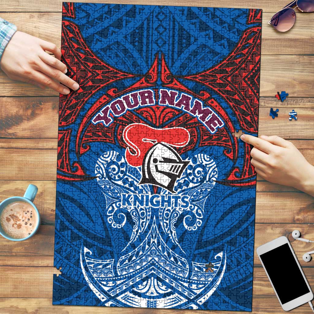 Personalized Newcastle Knights Puzzle Polynesian Tribal Pattern Style