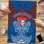 Personalized Newcastle Knights Puzzle Polynesian Tribal Pattern Style