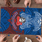 Personalized Newcastle Knights Puzzle Polynesian Tribal Pattern Style
