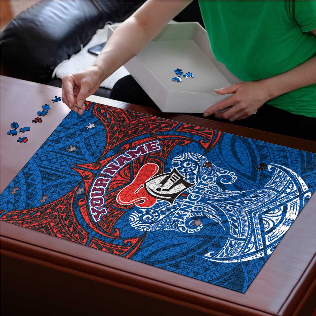 Personalized Newcastle Knights Puzzle Polynesian Tribal Pattern Style