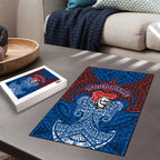 Personalized Newcastle Knights Puzzle Polynesian Tribal Pattern Style