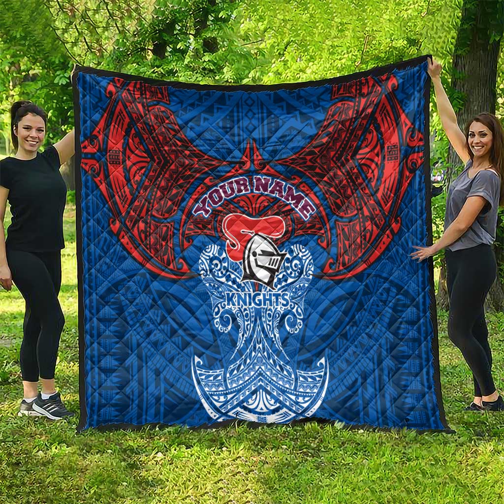 Personalized Newcastle Knights Quilt Polynesian Tribal Pattern Style