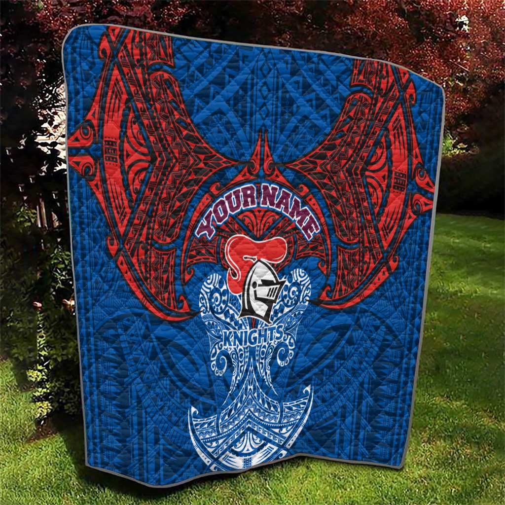 Personalized Newcastle Knights Quilt Polynesian Tribal Pattern Style
