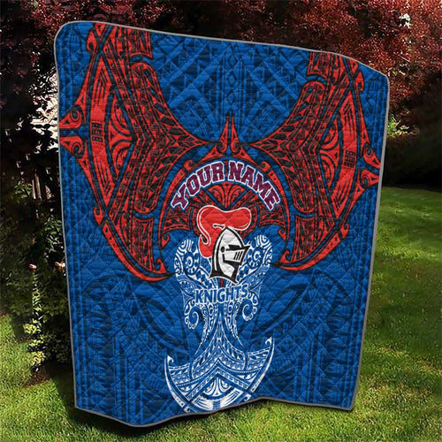 Personalized Newcastle Knights Quilt Polynesian Tribal Pattern Style