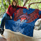 Personalized Newcastle Knights Quilt Polynesian Tribal Pattern Style