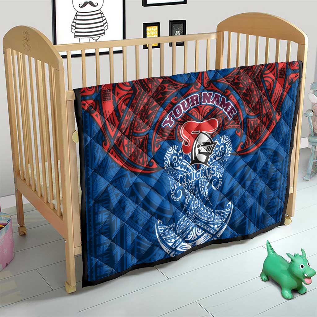 Personalized Newcastle Knights Quilt Polynesian Tribal Pattern Style