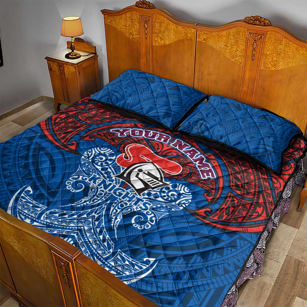 Personalized Newcastle Knights Quilt Bed Set Polynesian Tribal Pattern Style