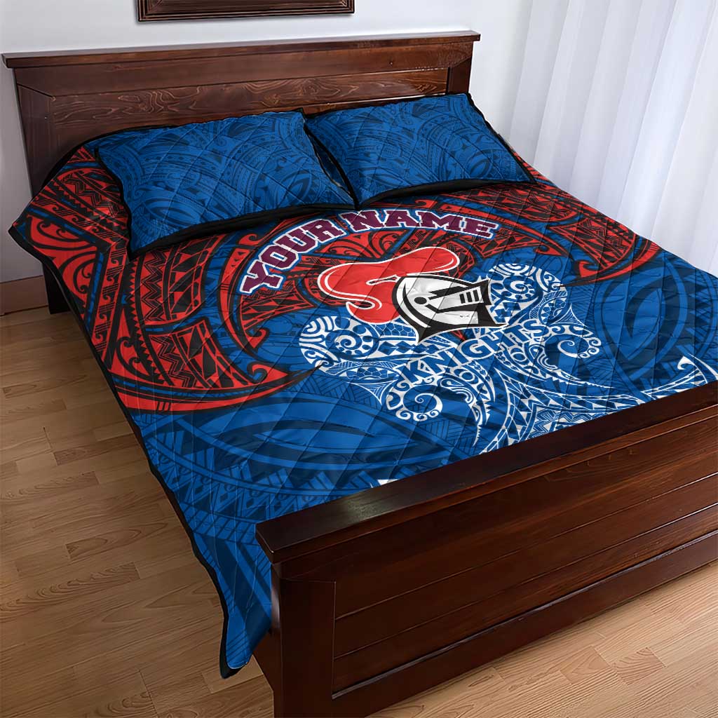 Personalized Newcastle Knights Quilt Bed Set Polynesian Tribal Pattern Style