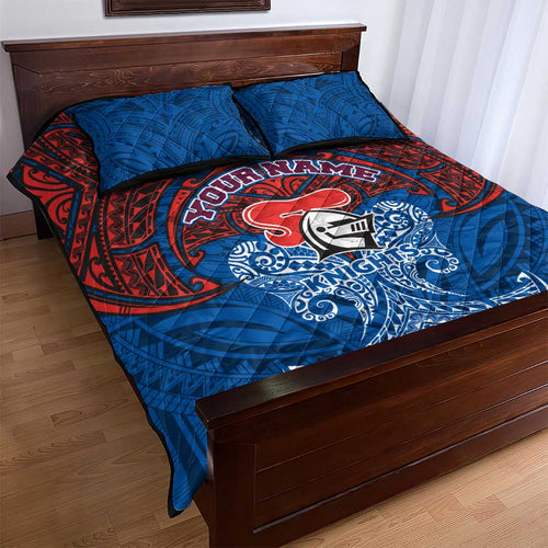 Personalized Newcastle Knights Quilt Bed Set Polynesian Tribal Pattern Style