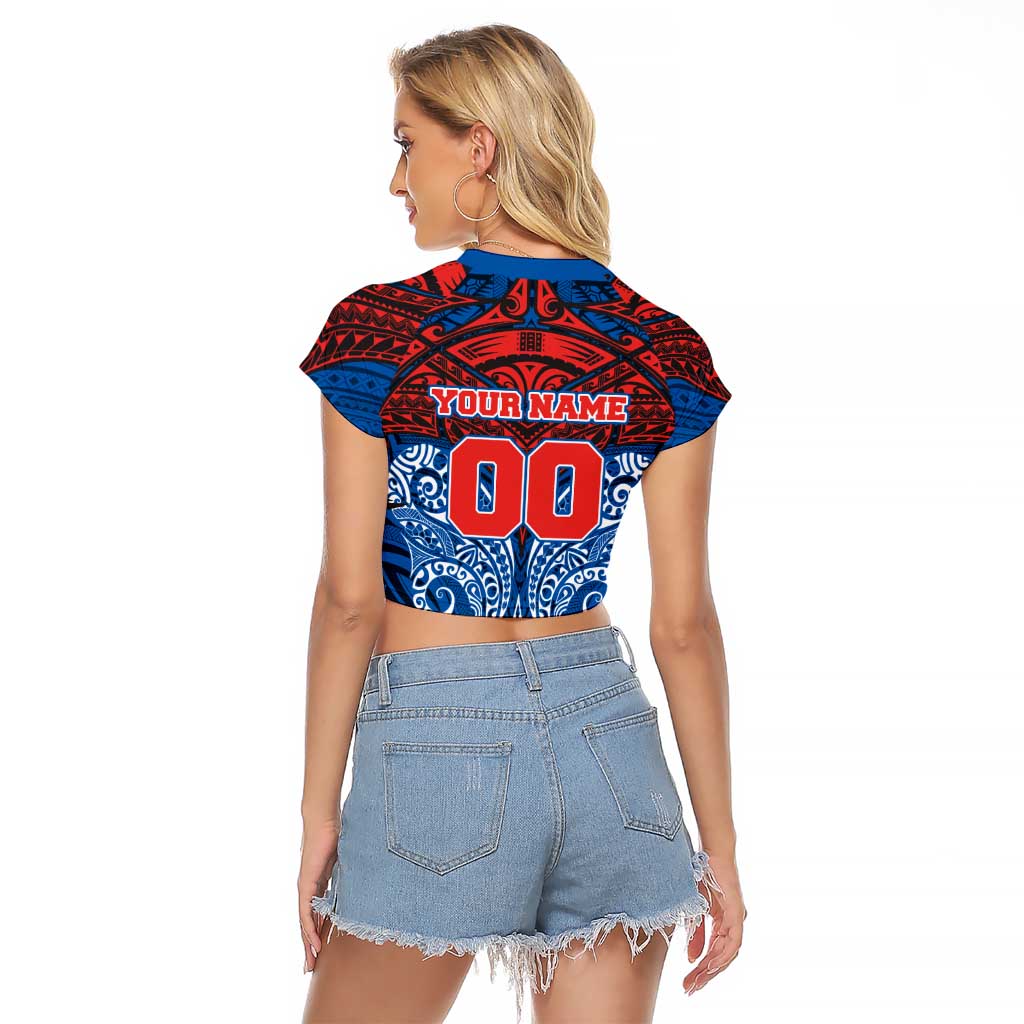 Personalized Newcastle Knights Raglan Cropped T Shirt Polynesian Tribal Pattern Style