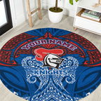 Personalized Newcastle Knights Round Carpet Polynesian Tribal Pattern Style
