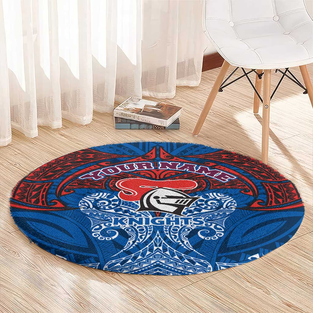 Personalized Newcastle Knights Round Carpet Polynesian Tribal Pattern Style