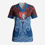 Personalized Newcastle Knights Scrub Top Polynesian Tribal Pattern Style