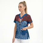Personalized Newcastle Knights Scrub Top Polynesian Tribal Pattern Style