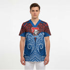 Personalized Newcastle Knights Scrub Top Polynesian Tribal Pattern Style