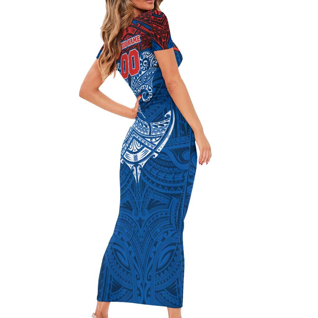 Personalized Newcastle Knights Short Sleeve Bodycon Dress Polynesian Tribal Pattern Style