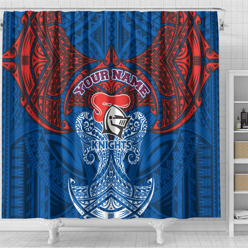 Personalized Newcastle Knights Shower Curtain Polynesian Tribal Pattern Style