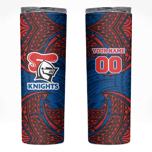 Personalized Newcastle Knights Skinny Tumbler Polynesian Tribal Pattern Style