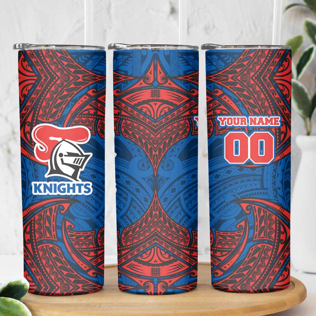 Personalized Newcastle Knights Skinny Tumbler Polynesian Tribal Pattern Style