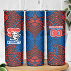 Personalized Newcastle Knights Skinny Tumbler Polynesian Tribal Pattern Style