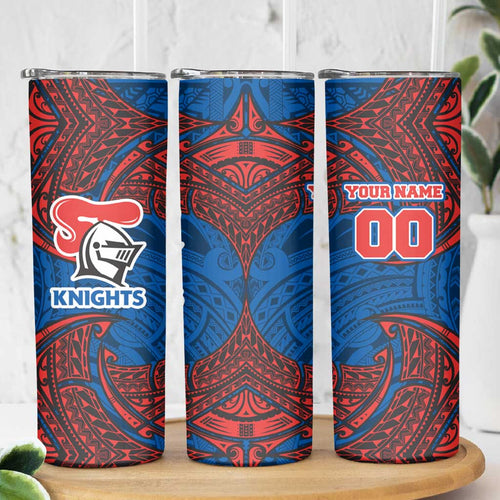 Personalized Newcastle Knights Skinny Tumbler Polynesian Tribal Pattern Style