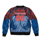Personalized Newcastle Knights Sleeve Zip Bomber Jacket Polynesian Tribal Pattern Style