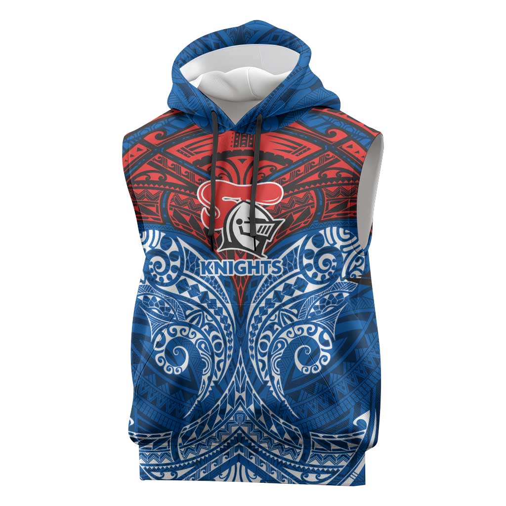 Personalized Newcastle Knights Sleeveless Hoodie Polynesian Tribal Pattern Style