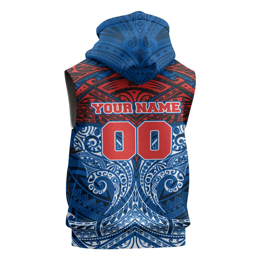 Personalized Newcastle Knights Sleeveless Hoodie Polynesian Tribal Pattern Style