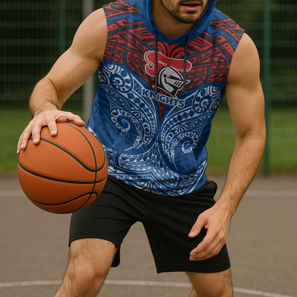 Personalized Newcastle Knights Sleeveless Hoodie Polynesian Tribal Pattern Style