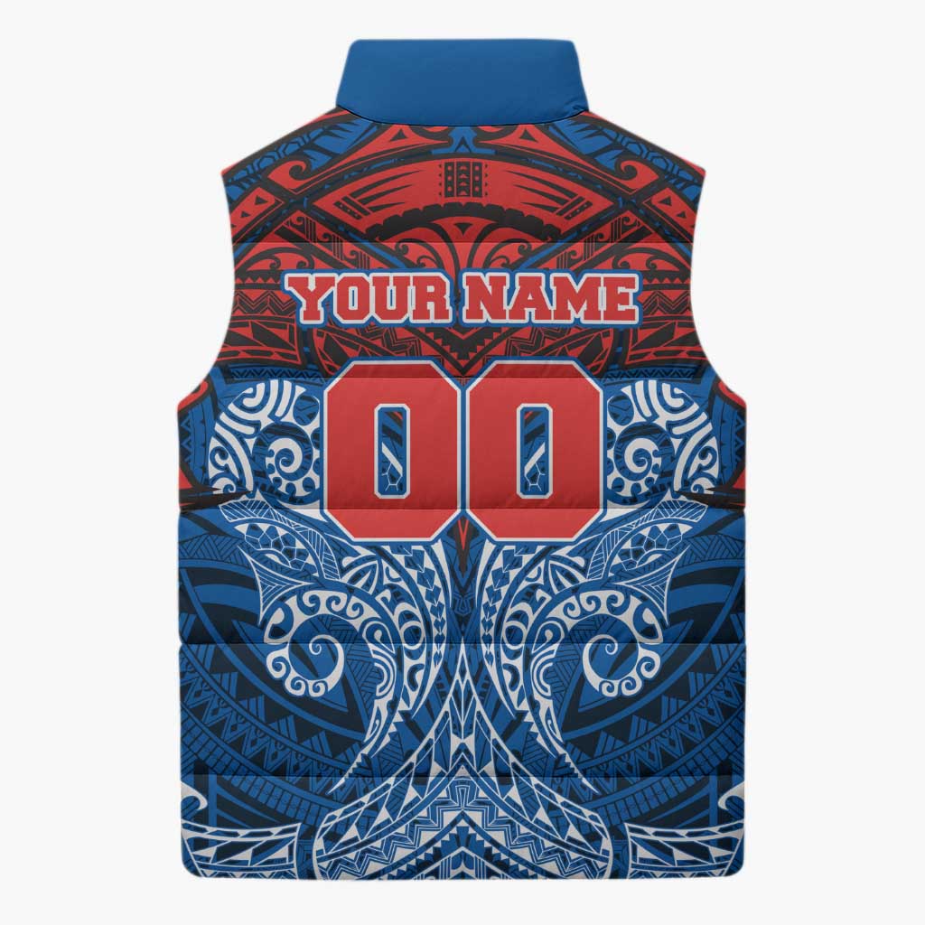 Personalized Newcastle Knights Sleeveless Puffer Jacket Polynesian Tribal Pattern Style