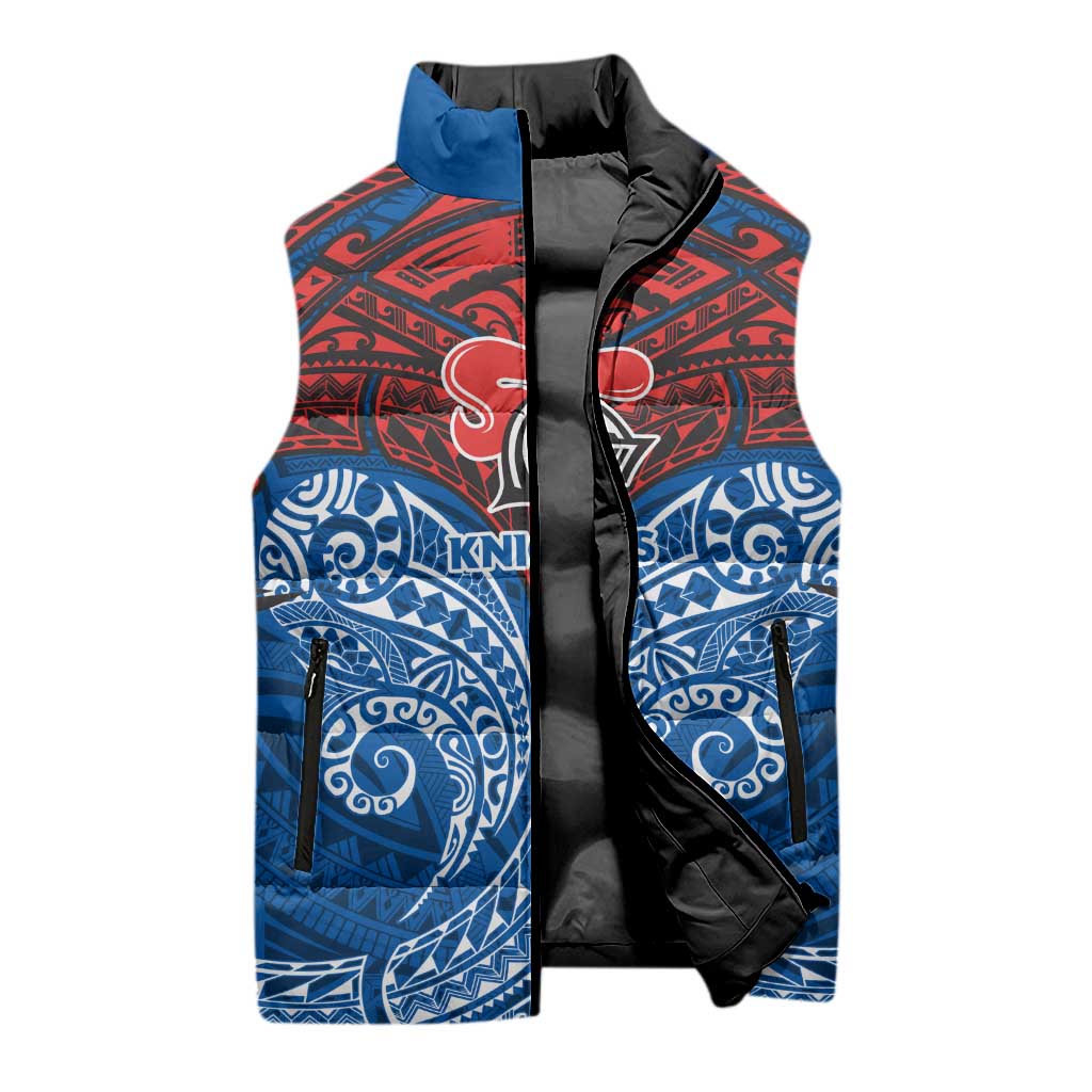 Personalized Newcastle Knights Sleeveless Puffer Jacket Polynesian Tribal Pattern Style