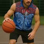 Personalized Newcastle Knights Sleeveless Zip Hoodie Polynesian Tribal Pattern Style